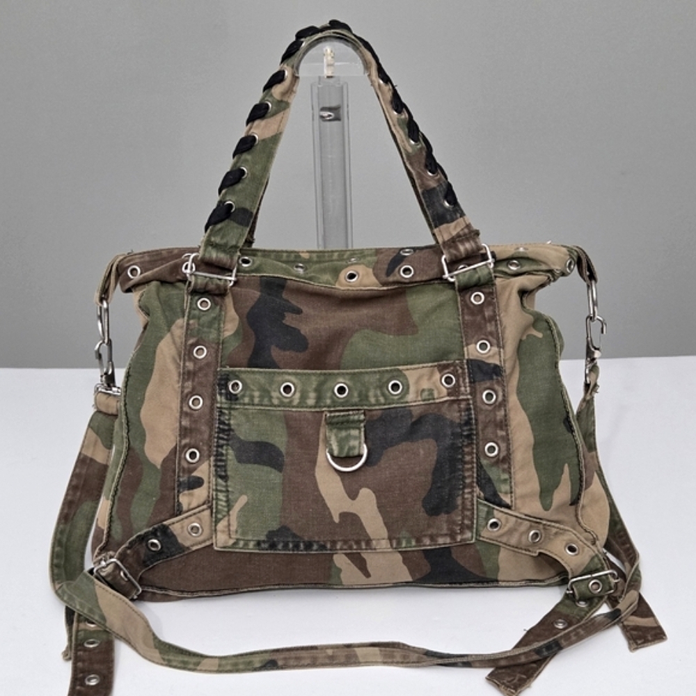 RARE!! TRUE VINTAGE 90s TRIPP NYC CAMO CAMOUFLAGE BAG - Picture 7 of 8